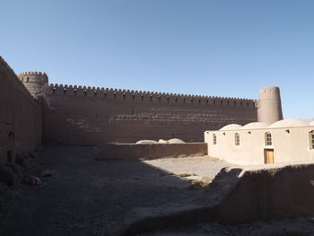 View of historical building against clear blue sky