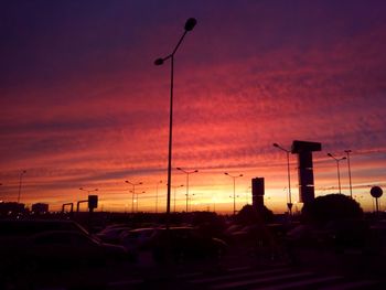 Silhouette of building at sunset