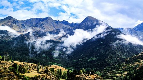 Scenic view of mountains against sky