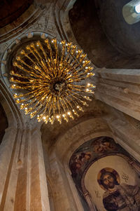 Close-up of illuminated street light