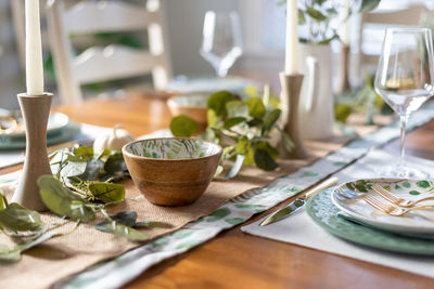 View of dining table with plant