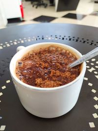 High angle view of coffee on table