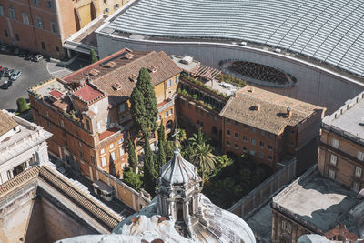 High angle view of buildings in city