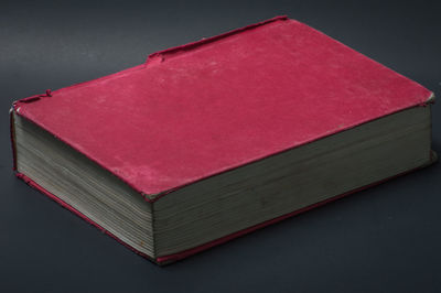 High angle view of books on table