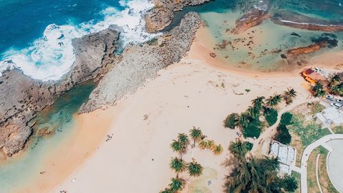 High angle view of beach against sky