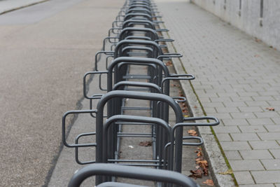 High angle view of bicycle parked on street