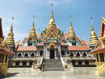 Low angle view of temple building against sky