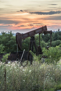 Scenic view of field against sky at sunset