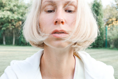 Close-up portrait of young woman