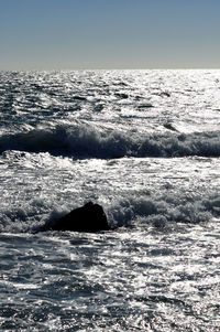 Scenic view of sea against clear sky