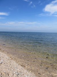 Scenic view of sea against blue sky