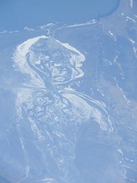 High angle view of snow covered land