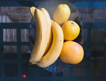 Directly above shot of fruits in bowl on table