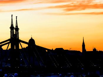 Silhouette of building during sunset