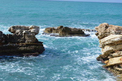 Scenic view of sea and rocks