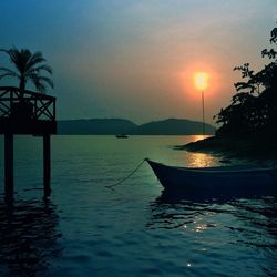 Scenic view of sunset over river