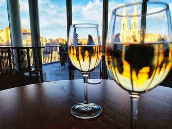 Close-up of wineglass on table