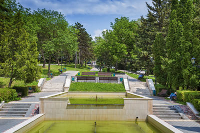 Boulevard with a staircase in pyatigorsk, russia