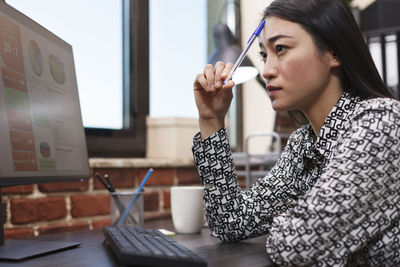 Businesswoman brainstorming at office