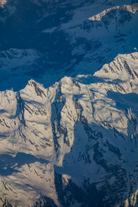 High angle view of snowcapped mountains