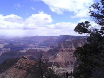 Scenic view of mountains against cloudy sky