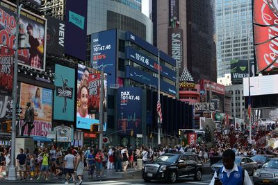 Group of people on city street