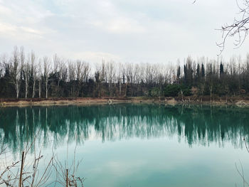 Scenic view of lake against sky