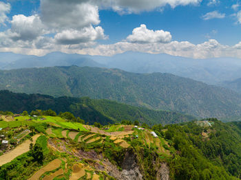 Agricultural land and mountains with green forest. philippines. luzon.