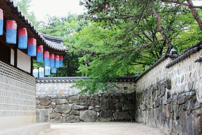 Built structure by trees and building