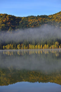Scenic view of lake against sky during autumn