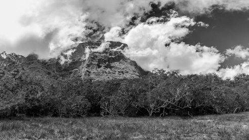 Scenic view of land against sky