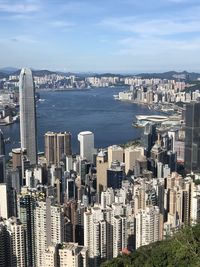 High angle view of cityscape against sky