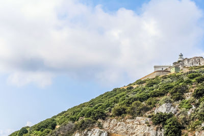 Low angle view of fort against sky