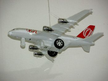 High angle view of toy airplane