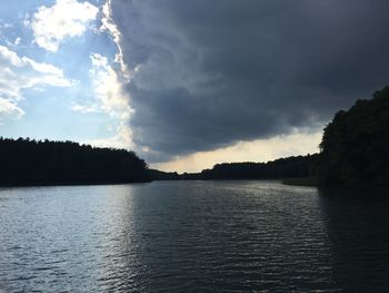 Scenic view of sea against cloudy sky