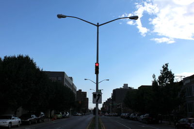 City street against blue sky