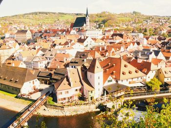 High angle shot of townscape