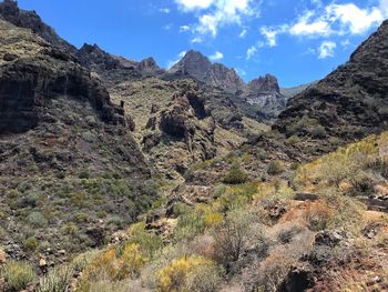 Scenic view of rocky mountains against sky