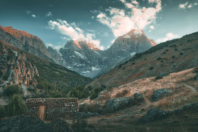 Scenic view of mountains against sky