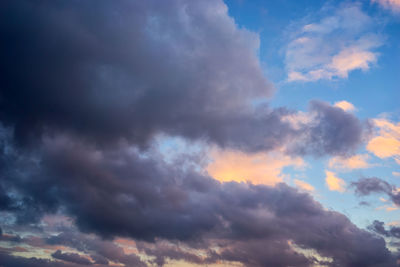 Low angle view of dramatic sky during sunset