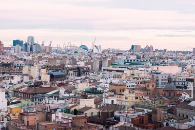 High angle view of buildings in city