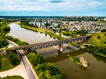 High angle view of bridge over river in city