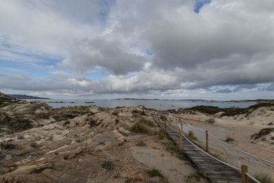 Scenic view of land against sky