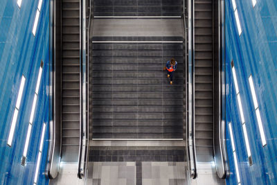 High angle view of escalator at subway station