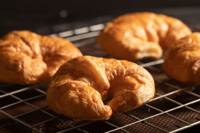 Close-up of bread on barbecue grill