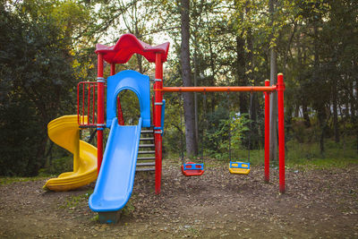 View of empty swing in park