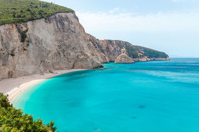 Aerial view of beach against sky