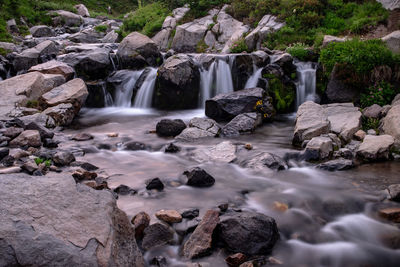 Scenic view of waterfall in forest