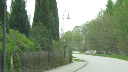 Road amidst trees against sky