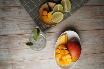 Directly above shot of orange fruit on table